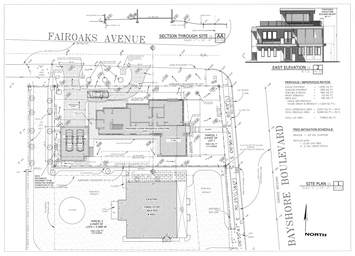 Bayshore residential site plan and elevation