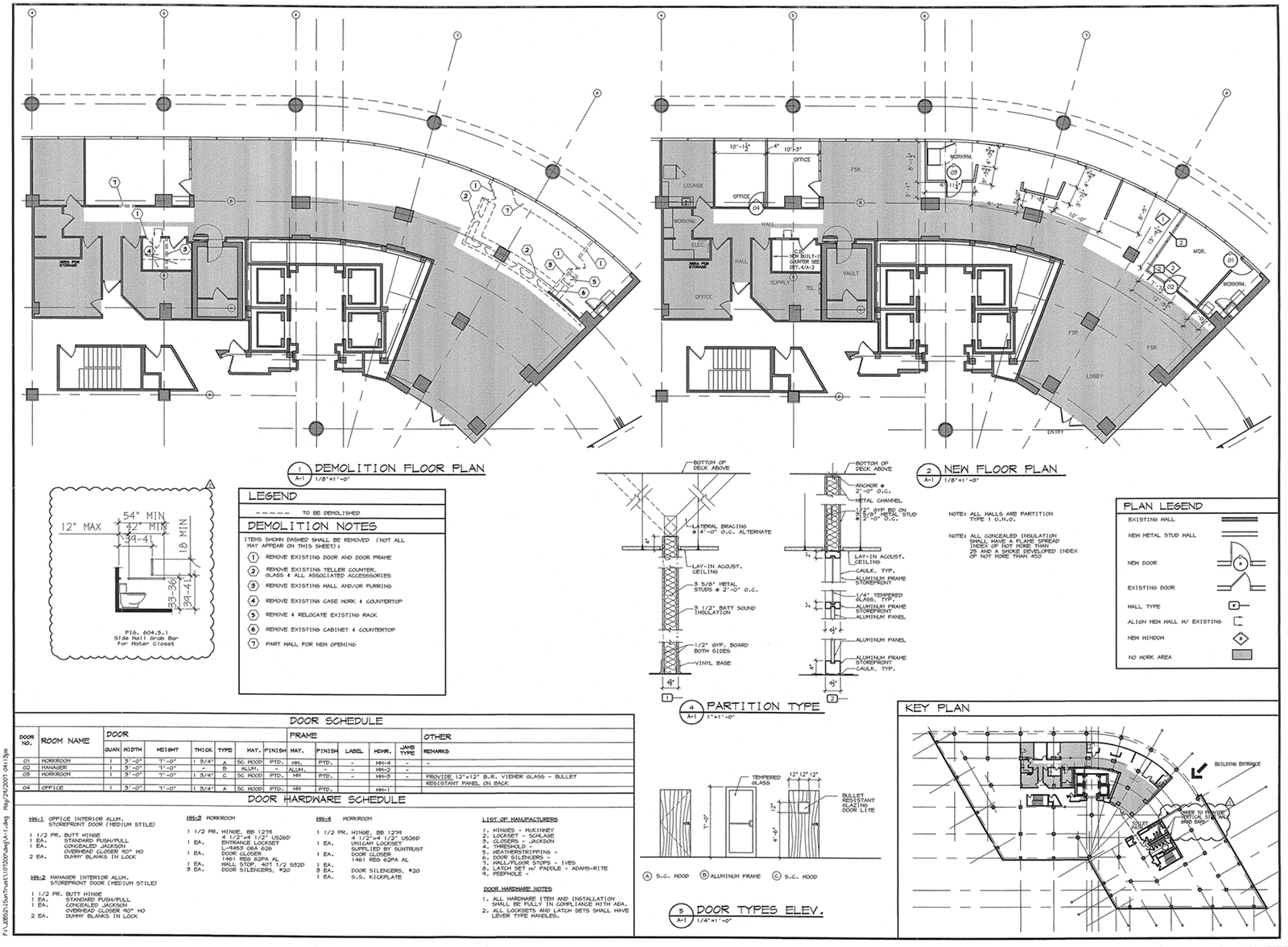 Commercial demolition and proposed floor plans