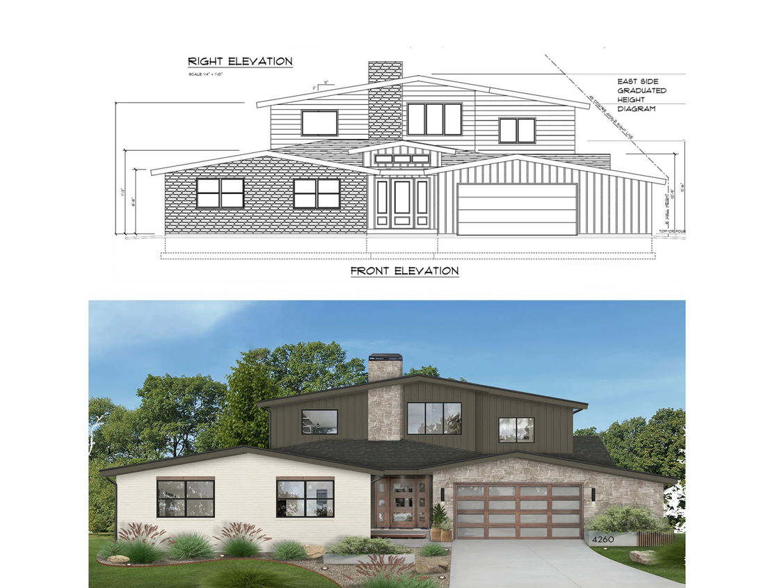 Mid-century modern residence design and visualization